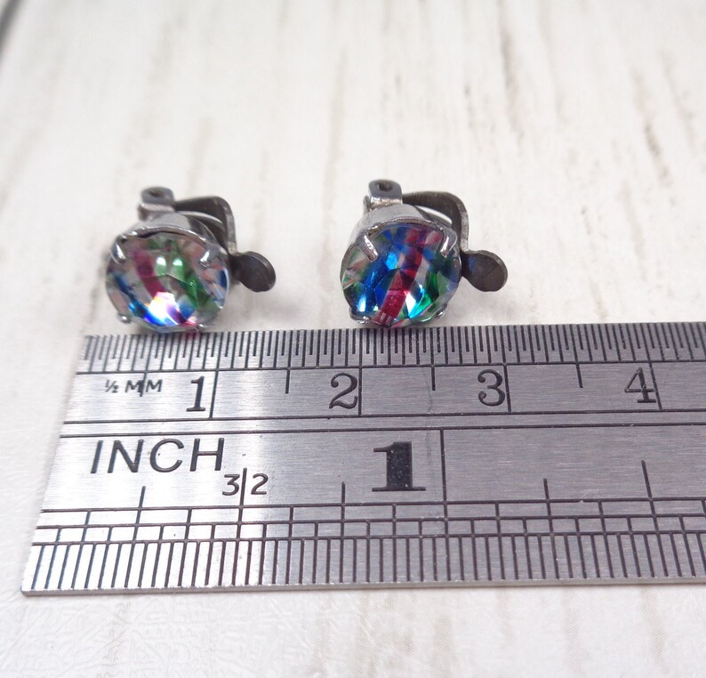 Vintage 1950s Rainbow Crystal Clip-On Earrings 画像 5