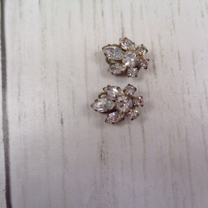 1950s Vintage Silver Clip-On Earrings with Clear Rhinestones Timeless Elegance for Brides and Special Occasions image 9