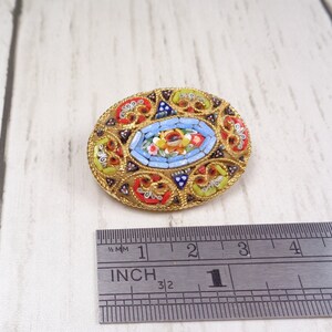 Vintage Millefiori Brooch from Italy 1950s Colourful Micro-Mosaic Oval Brooch Unique Handcrafted Jewelry image 3