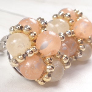 Vintage 1960s Peach Bead Clip On Earrings image 2