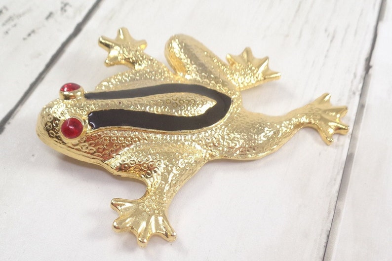 Very Large Vintage Frog/Toad Brooch, Unusual, Gold Tone, 70s Statement Pin image 2