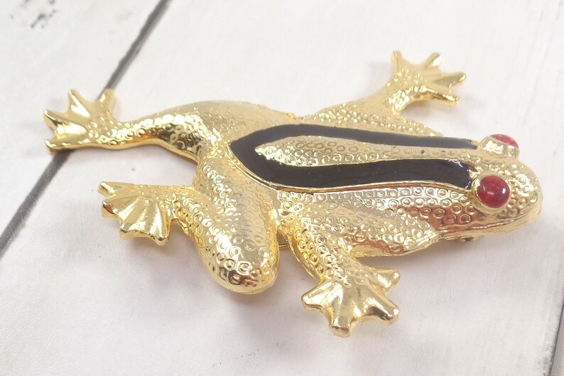 Very Large Vintage Frog/Toad Brooch, Unusual, Gold Tone, 70s Statement Pin image 4