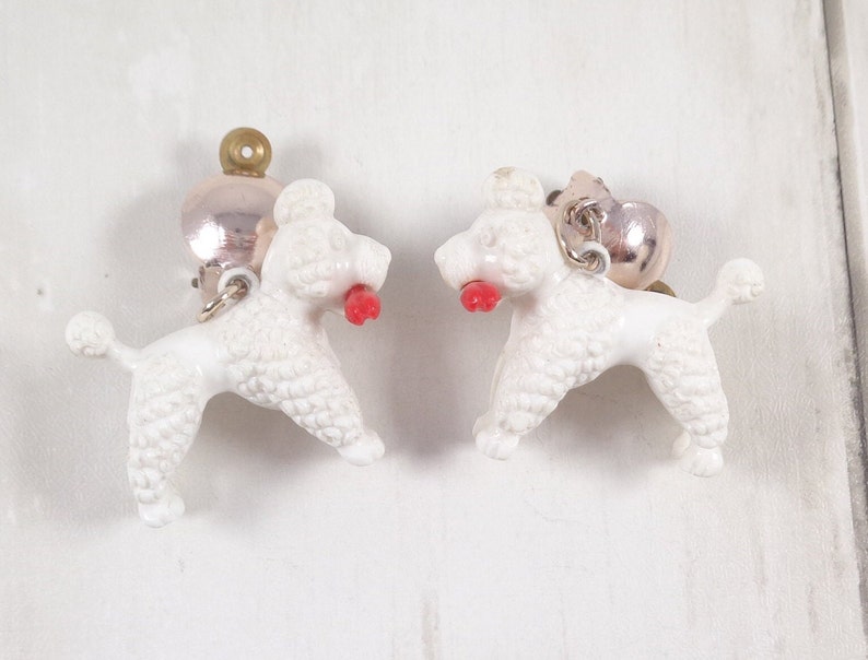Vintage 1950s Poodle Dog Clip on Earrings Etsy