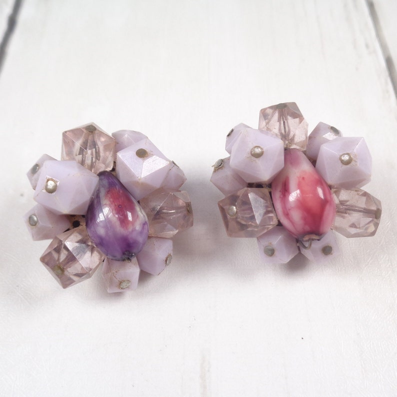 Vintage 1950's Bead Clip On Earrings. Made in Western Germany. image 5