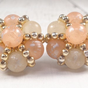 Vintage 1960s Peach Bead Clip On Earrings image 3