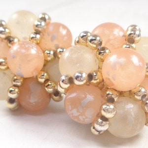 Vintage 1960s Peach Bead Clip On Earrings image 1