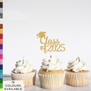 Glass of 2025 Graduation Cap Cupcake Topper, Custom Grad Cupcake Topper, Cardstock Topper, Name Topper, Cupcake, Name Decoration, Decoration