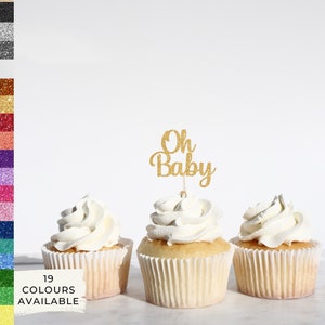 Oh Baby Cupcake Topper, Baby Shower Cupcake Topper, Gender Reveal Cake Topper, Baby Topper, Centerpiece, Name Decoration, Baby Decor
