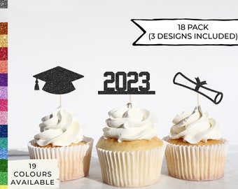 18 Pack Grad Cupcake Toppers, Graduation 2023 Topper, Custom Grad Cupcake Topper, Cardstock Topper, Name Topper, Cupcake, Name Decoration