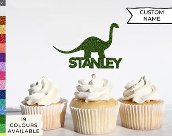 Dinosaur Custom Cupcake Topper, Custom Dinosaur Cake Topper, Cake Topper, Name Topper, Centerpiece, Name Decoration,Party Decoration, Dino