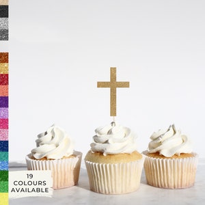 Cross Cupcake Topper, Baptism Topper, God Bless, Holy Communion Topper, Christening Topper, Cupcake,Name Decoration,Decoration