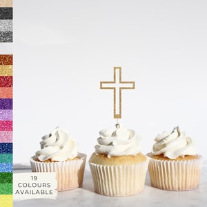 Cross Cupcake Topper, Baptism Topper, God Bless, Holy Communion Topper, Christening Topper, Cupcake,Name Decoration,Decoration