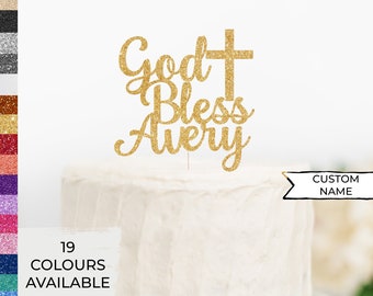 God Bless Custom Cake Topper,Custom Baptism Name Cake Topper,God Bless,Holy Communion Topper,Name Topper,Christening,Confirmation Decoration