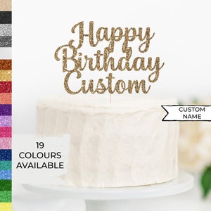 Décoration de gâteau personnalisée, Décoration de gâteau de joyeux anniversaire personnalisée, Décoration de gâteau en papier cartonné, Décoration de nom, Pièce maîtresse, Décoration de nom, Décoration de fête