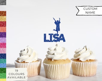 Custom Graduation Cap Cupcake Topper, Custom Grad Cupcake Topper, Cardstock Topper, Name Topper, Cupcake, Name Decoration, Party Decoration