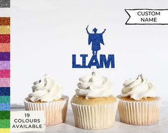 Custom Graduation Cap Cupcake Topper, Custom Grad Cupcake Topper, Cardstock Topper, Name Topper, Cupcake, Name Decoration, Party Decoration