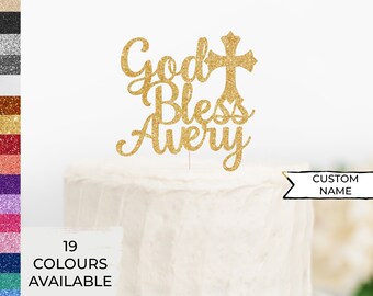God Bless Custom Cake Topper,Custom Baptism Name Cake Topper,God Bless,Holy Communion Topper,Name Topper,Christening,Confirmation Decoration