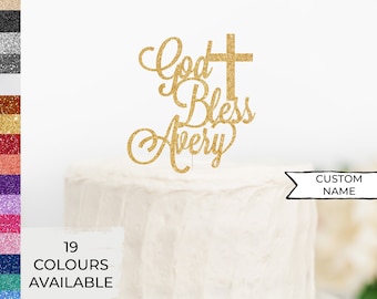 God Bless Custom Cake Topper,Custom Baptism Name Cake Topper,God Bless,Holy Communion Topper,Name Topper,Christening,Confirmation Decoration