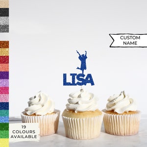 Custom Graduation Cap Cupcake Topper, Custom Grad Cupcake Topper, Cardstock Topper, Name Topper, Cupcake, Name Decoration, Party Decoration
