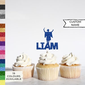 Custom Graduation Cap Cupcake Topper, Custom Grad Cupcake Topper, Cardstock Topper, Name Topper, Cupcake, Name Decoration, Party Decoration