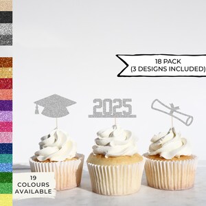18 Pack Grad Cupcake Toppers, Graduation 2025 Topper, Custom Grad Cupcake Topper, Cardstock Topper, Name Topper, Cupcake, Name Decoration