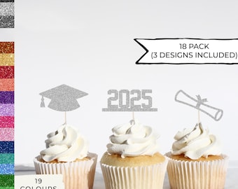 18 Pack Grad Cupcake Toppers, Graduation 2025 Topper, Custom Grad Cupcake Topper, Cardstock Topper, Name Topper, Cupcake, Name Decoration
