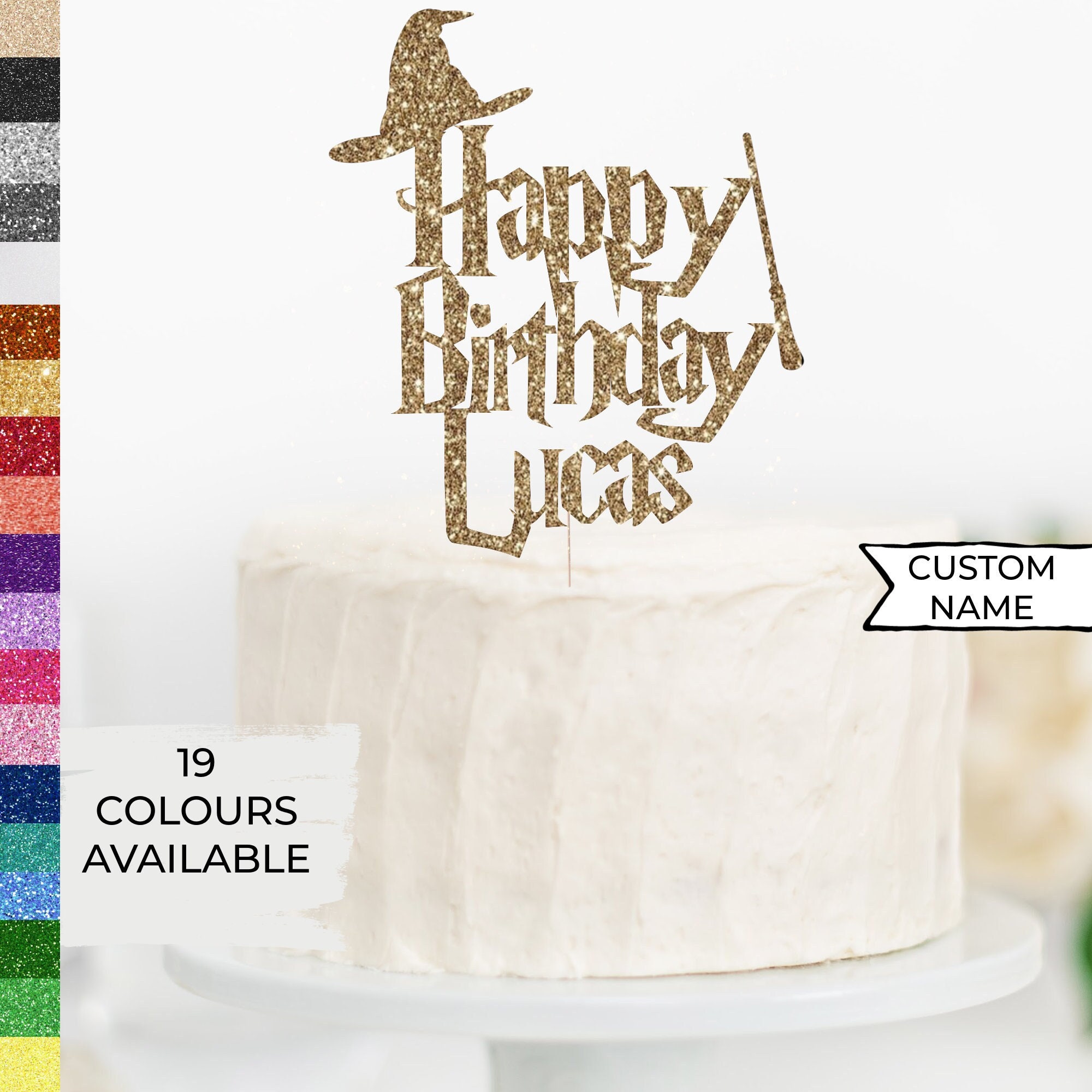 Happy Birthday Cake Topper Harry Potter Style Png, Cricut File