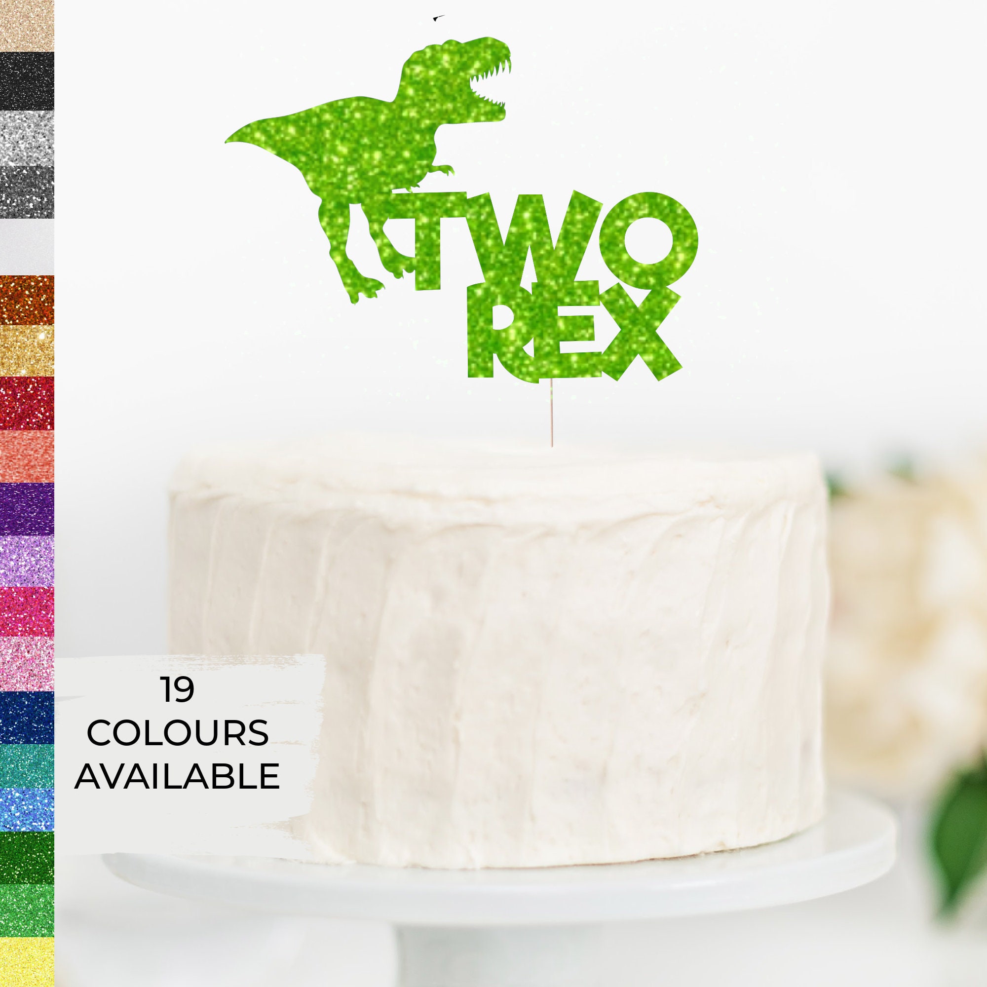 Two Rex Birthday Cake Topper, Dinosaur Party Topper, 2nd Birthday ...