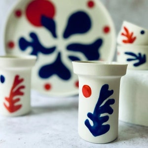 Handmade Porcelain Coffee Cup: Blue & White Art Series