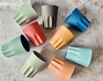 Tasses en céramique de couleur unie sans poignées, tasse minimale de couleurs pastel, verres faits main en porcelaine de Limoges, café et thé, effet satiné