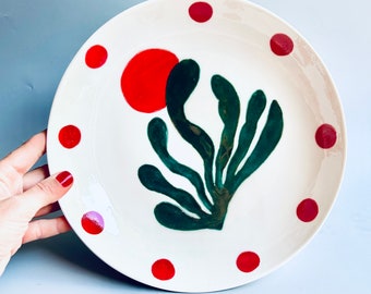 Handgemachte große Servierplatte aus Porzellan, dekorativer Weihnachtsteller, Obstschale, einzigartiges Geschenk für Weihnachten