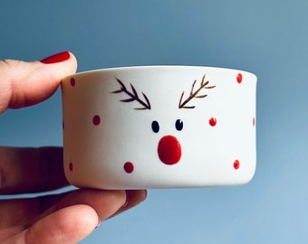 Handgefertigte Porzellan Weihnachten Deer Mini Servierschale, Keramik Untertasse, kleine Snack Serviergeschirr, Urlaub Dekor, nettes Geschenk für Kinder