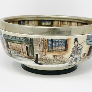 Rare Royal Doulton Dickens Ware Bowl with Silver Plate Rim