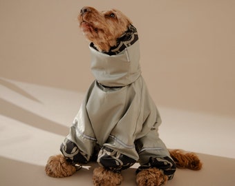 Waterproof Dog Raincoat Light Green for All Breeds - Dog Raincoat - Dog Overall - Dog Coat - Dog Clothing