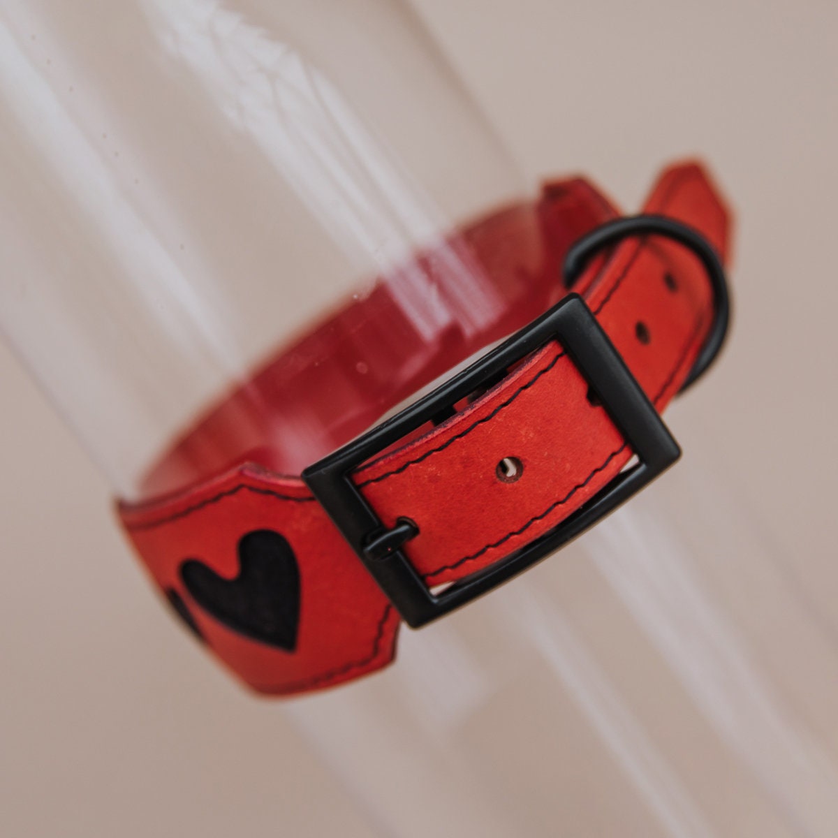 Wide Leather Collar for Sighthounds Red Leather Dog Collar Etsy