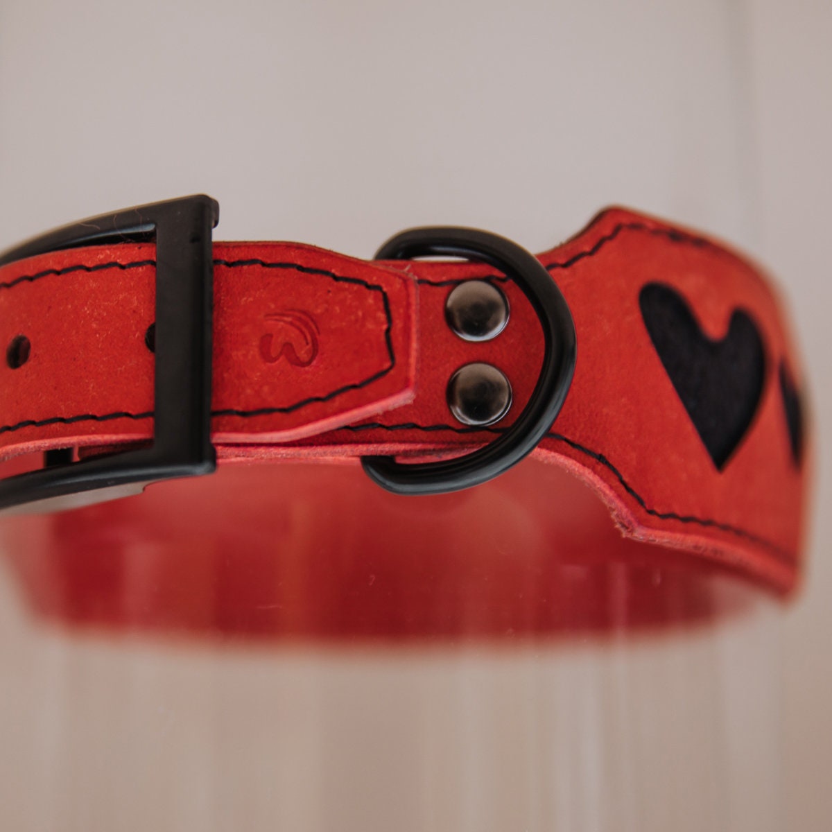 Wide Leather Collar for Sighthounds Red Leather Dog Collar Etsy
