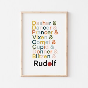 Rudolph and reindeer names Digital Download Instant Christmas Art