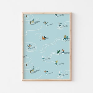 Ice Skaters Digital Download Instant Winter Art