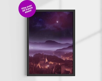 Velaris city of starlight, ACOTAR inspired wall art, Sarah J Maas Print, Feyre & Rhysand, Night Court Poster