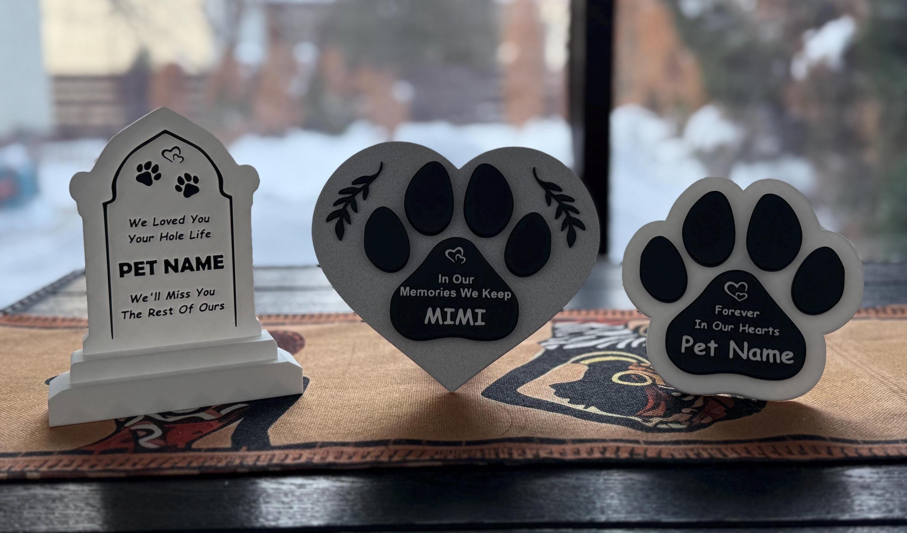 Custom 3D Printed Pet Memorial Stone: Personalized Dog Cat Grave Marker ...