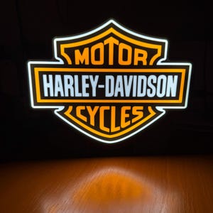 Harley Davidson LED Lightbox, LED Lamp for Harley Davidson Fans Gift, Lightbox for Motorcycles Enthusiasts, Harley Davidson Logo LED Lamp