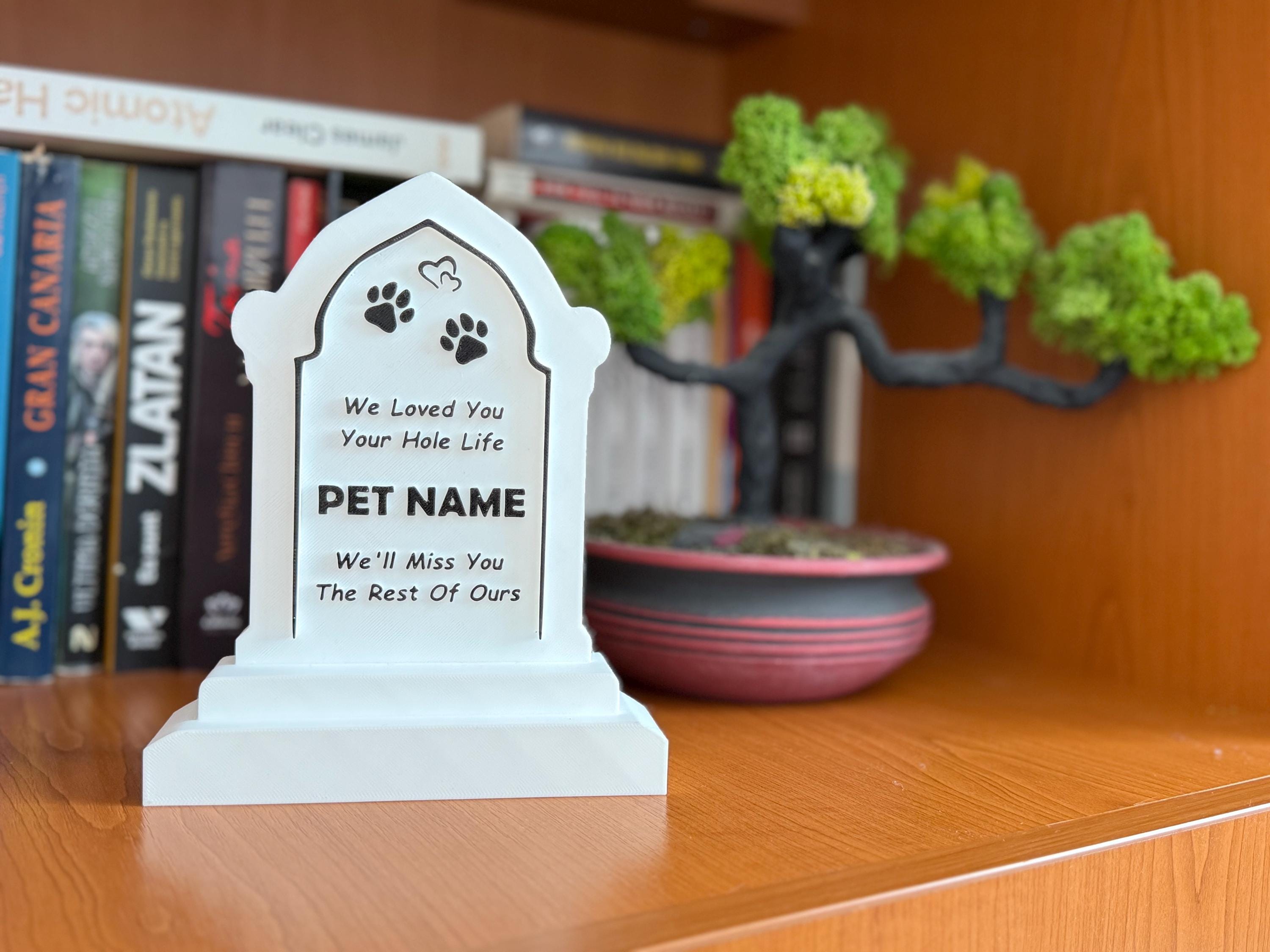 Custom 3D Printed Pet Memorial Stone: Personalized Dog Cat Grave Marker ...