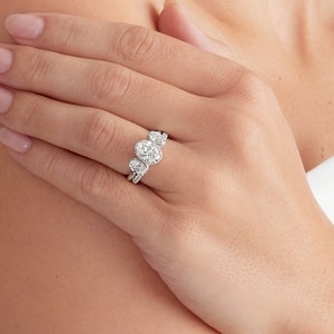2.5 CT, Three Stone Engagement Ring, Lab Created Diamond Ring, Oval Diamond Engagement Ring, Statement Engagement Ring, 14k White Gold Ring