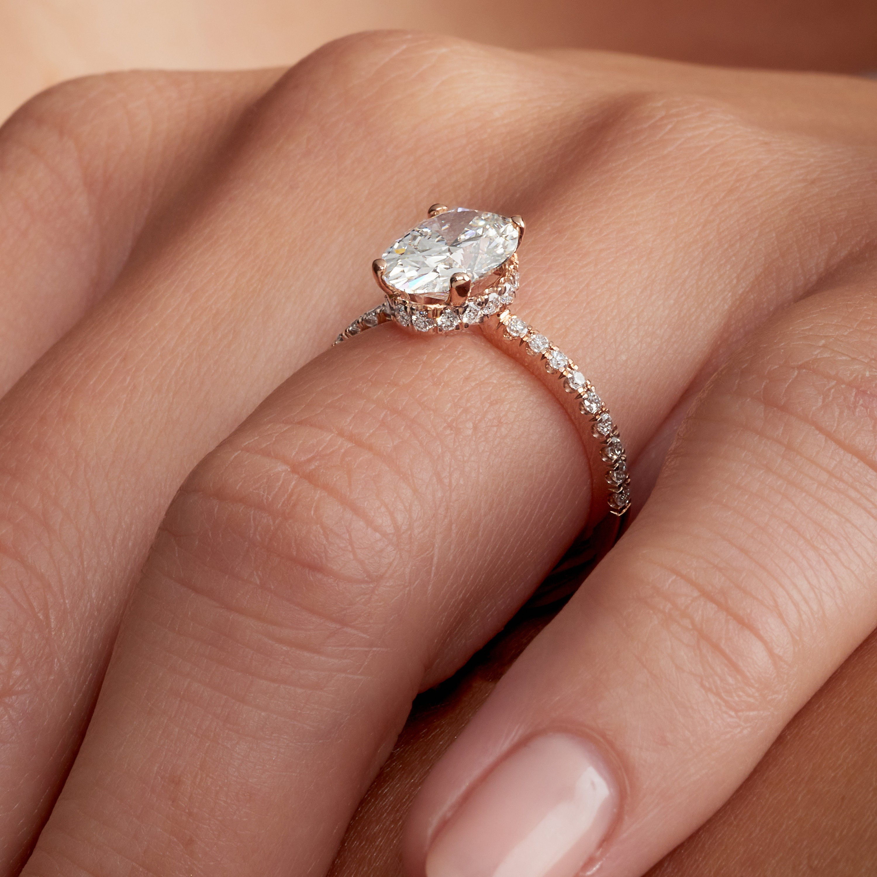 Minimalist Oval Lab Grown Hidden Halo Engagement Ring – 2.4 Carat ...