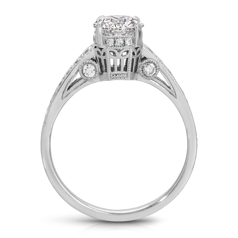 Victorian Engagement Ring Set Lab Grown Diamond Ring in 14K White Gold
