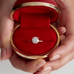 IGI CERTIFIED Engagement and Wedding Ring Set Minimalist Solitaire Round Lab Grown Diamond Engagement Ring Set in 14k Rose Gold image 6