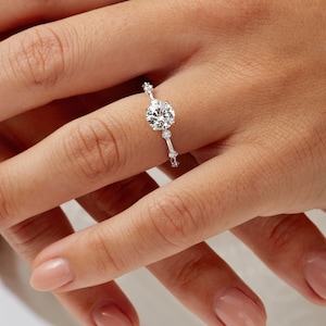 Solitaire Diamond Engagement Ring, Round Cut Diamond Engagement Ring, Lab Diamond Engagement Ring, 14K White Gold Ring, Minimalist, 1.28 CT