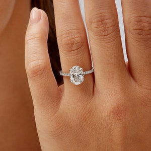 2.73 CT Halo Oval Lab Grown Diamond Engagement Ring, 14K White Gold, IGI CERTIFIED image 1