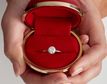 1.02 CT Round Cut Solitaire Art Deco Lab Grown Diamond Engagement Ring with Milgrain, 14K White Gold, IGI CERTIFIED
