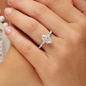 2.41 CT Solitaire Marquise Lab Grown Diamond Engagement Ring in 14K White Gold, IGI CERTIFIED